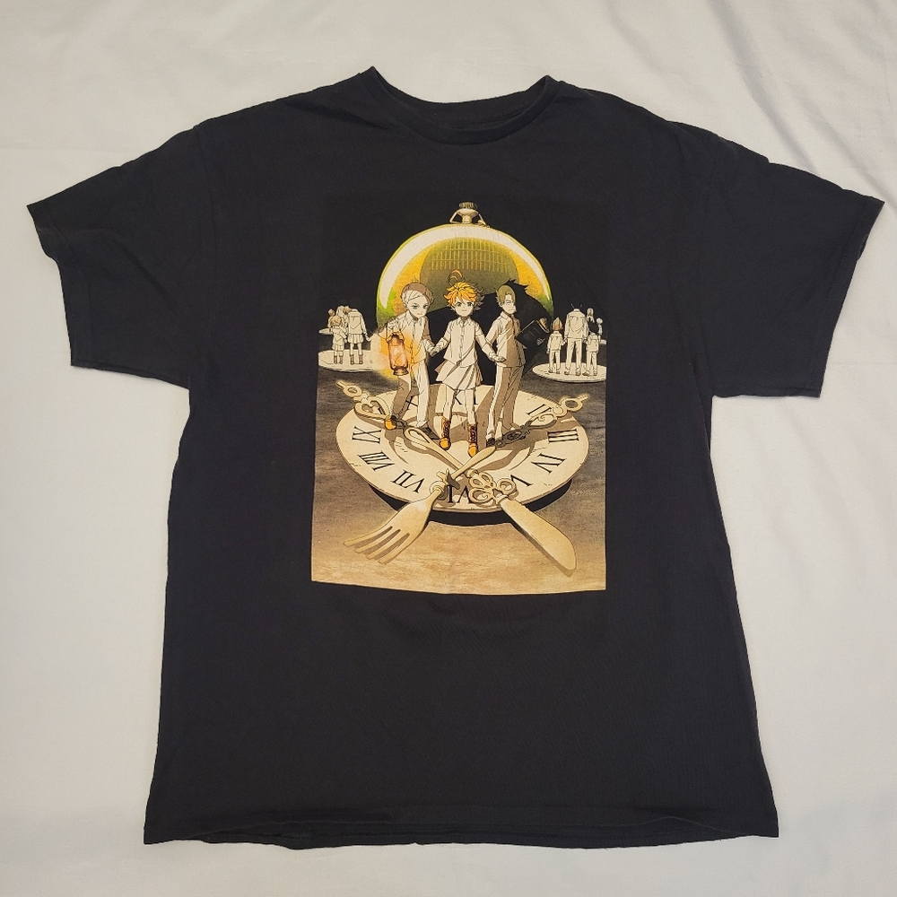 The Promised Neverland Shirt Anime Black Graphic Short Sleeve Size XL